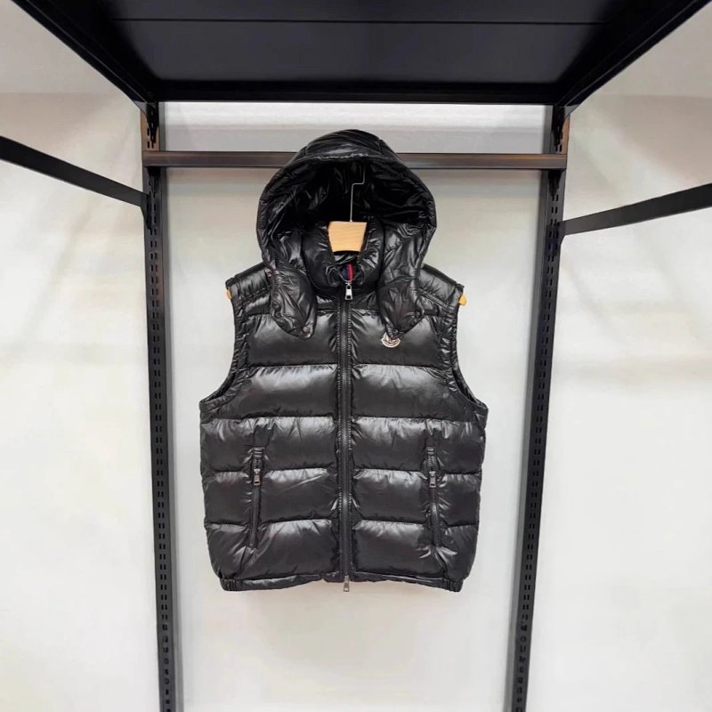 Moncler Hooded Down Vest Black