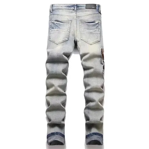 Amiri Distressed Slim Fit Black and Gray Denim Jeans - 50