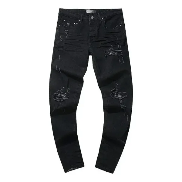 Amiri Distressed Slim Fit Black and Gray Denim Jeans - 35