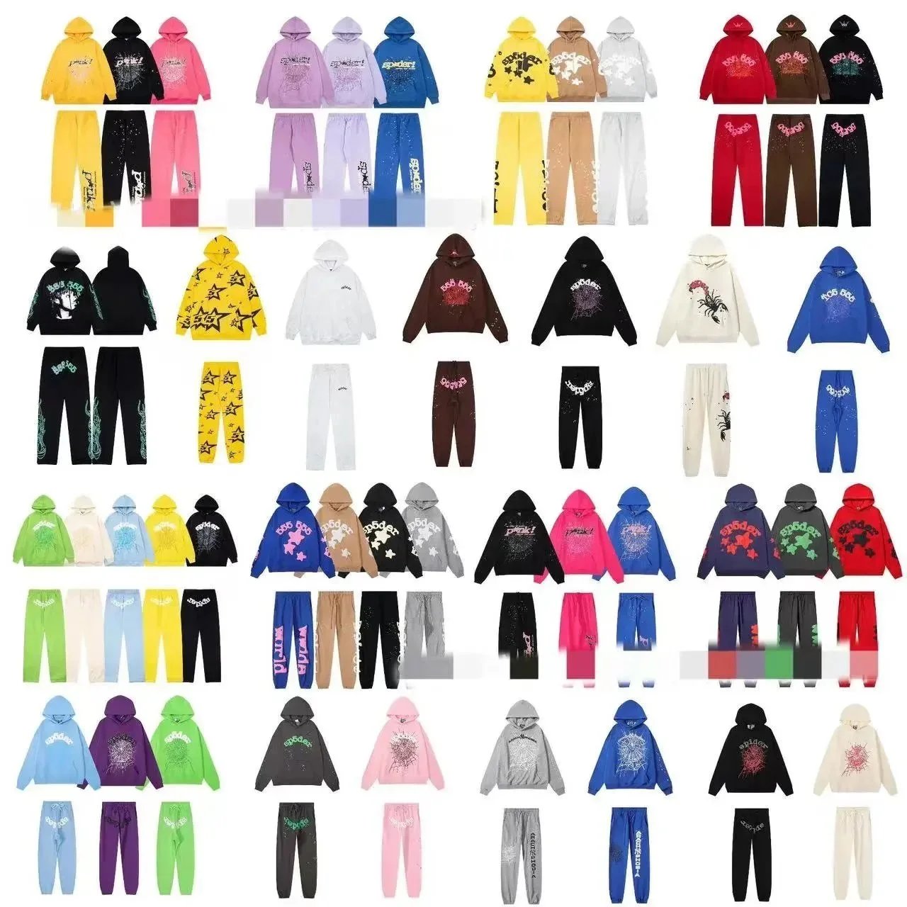 Spider Hoodie and Pants Set in Multiple Colors