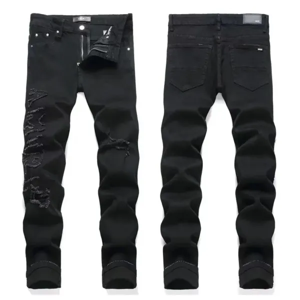 Amiri Distressed Slim Fit Black and Gray Denim Jeans - 7