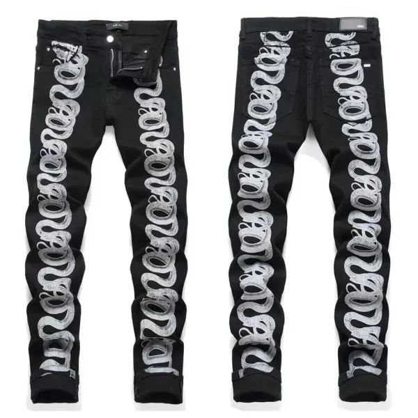 Amiri Distressed Slim Fit Black and Gray Denim Jeans - 10