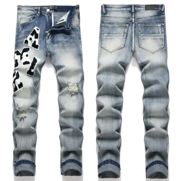 Amiri Distressed Slim Fit Black and Gray Denim Jeans - 26