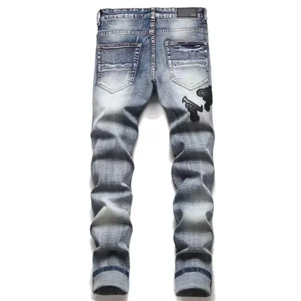 Amiri Distressed Slim Fit Black and Gray Denim Jeans - 48