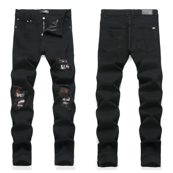 Amiri Distressed Slim Fit Black and Gray Denim Jeans - 13