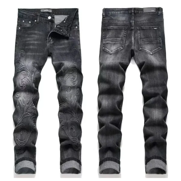 Amiri Distressed Slim Fit Black and Gray Denim Jeans - 12