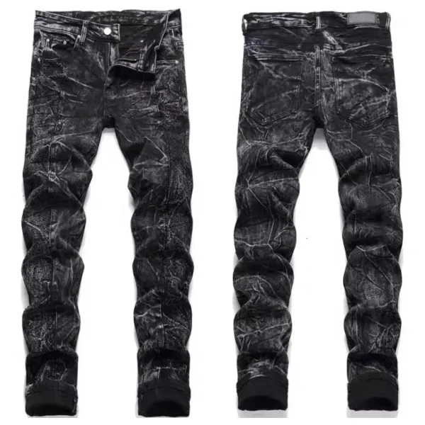 Amiri Distressed Slim Fit Black and Gray Denim Jeans - 16