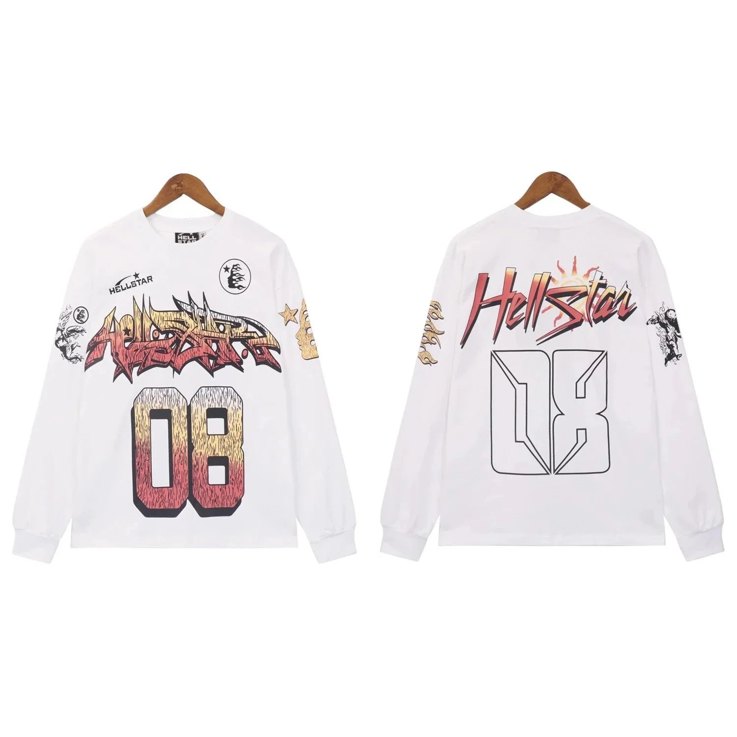 Hellstar 08 Graphic Long-Sleeve T-Shirt White - 1