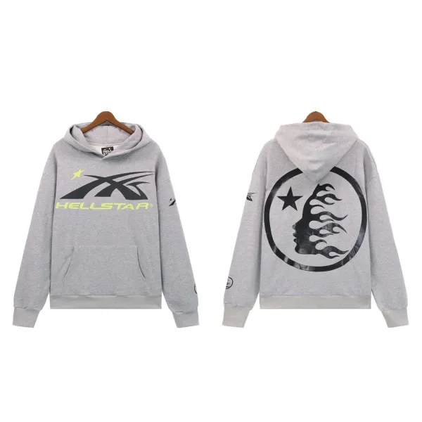 Hellstar X Logo Graphic Hoodie Gray - 1