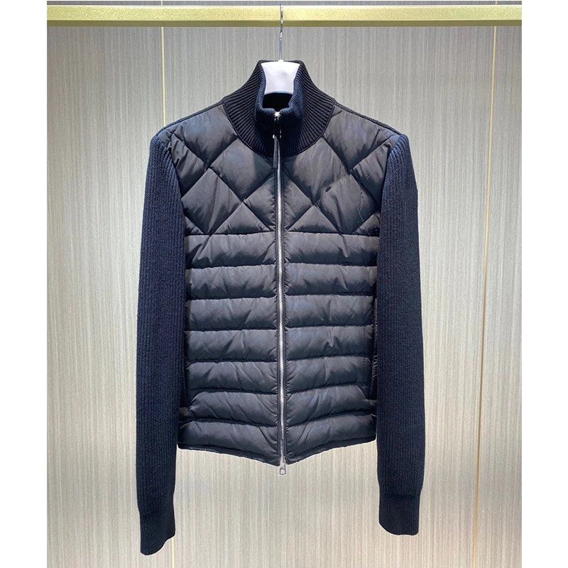Unbranded Down Jackets Quilted Knit-Sleeve Zip-Up Jacket image 3