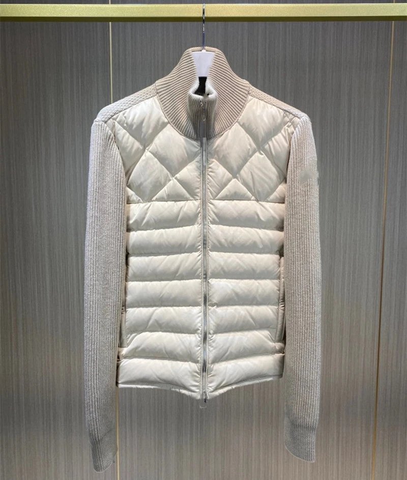 Unbranded Down Jackets Quilted Knit-Sleeve Zip-Up Jacket — 5 colors