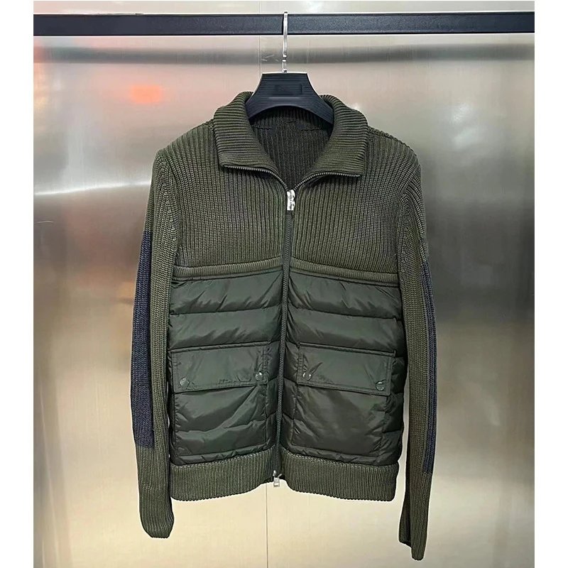 Unbranded Down Jackets Quilted Knit-Sleeve Zip-Up Jacket image 4