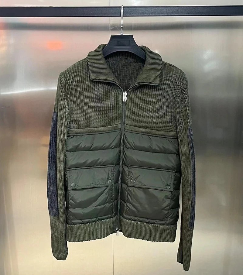 Unbranded Down Jackets Quilted Knit-Sleeve Zip-Up Jacket — 6 colors