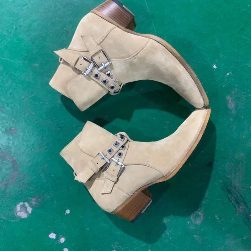 Matte Leather Studded Diamond Martin Boot photo 7