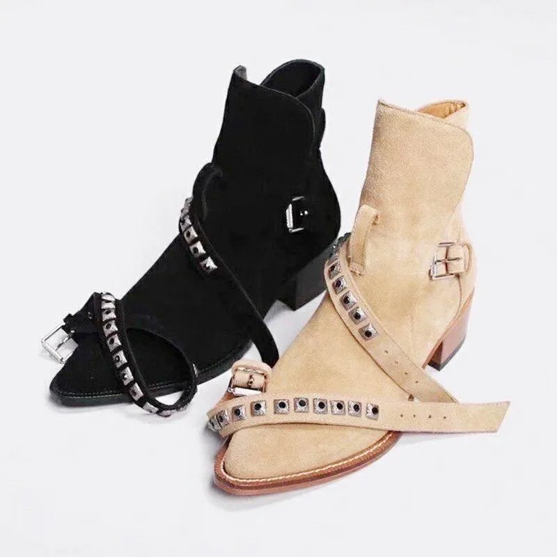 Matte Leather Studded Diamond Martin Boot photo 2