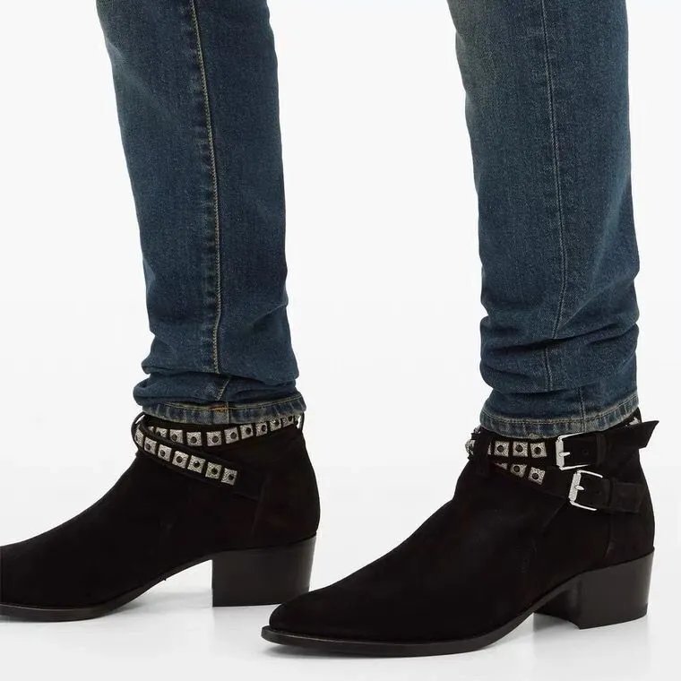 Matte Leather Studded Diamond Martin Boot photo 3