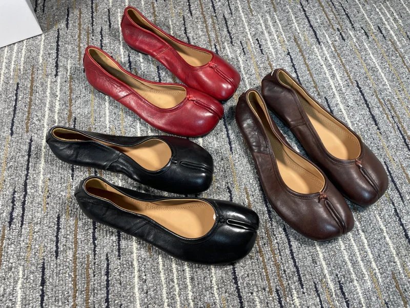 Washed Leather Split-Toe Ballet Flat photo 8