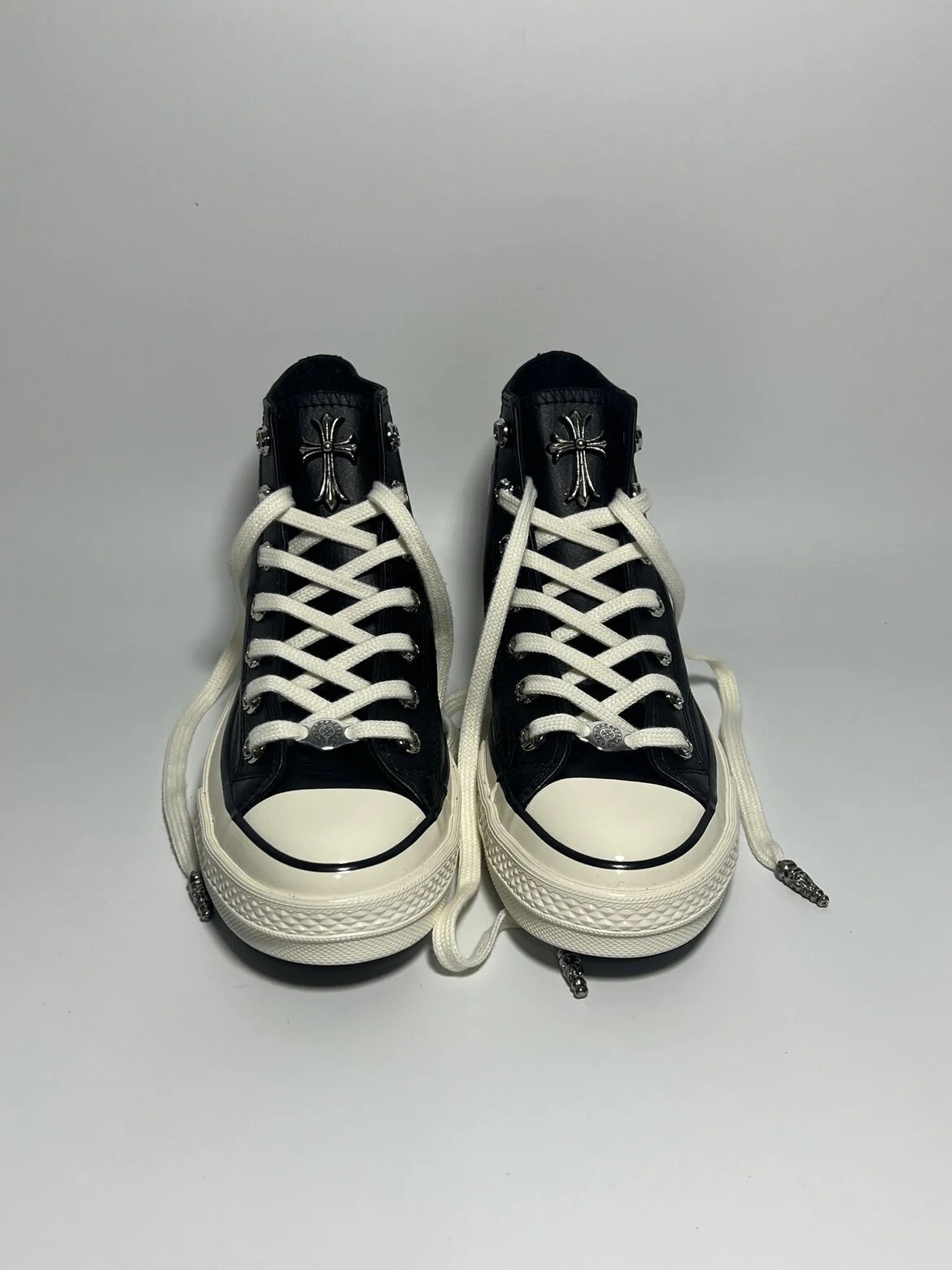 Remake Custom Cross High-Top Black Leather Shoes photo 3