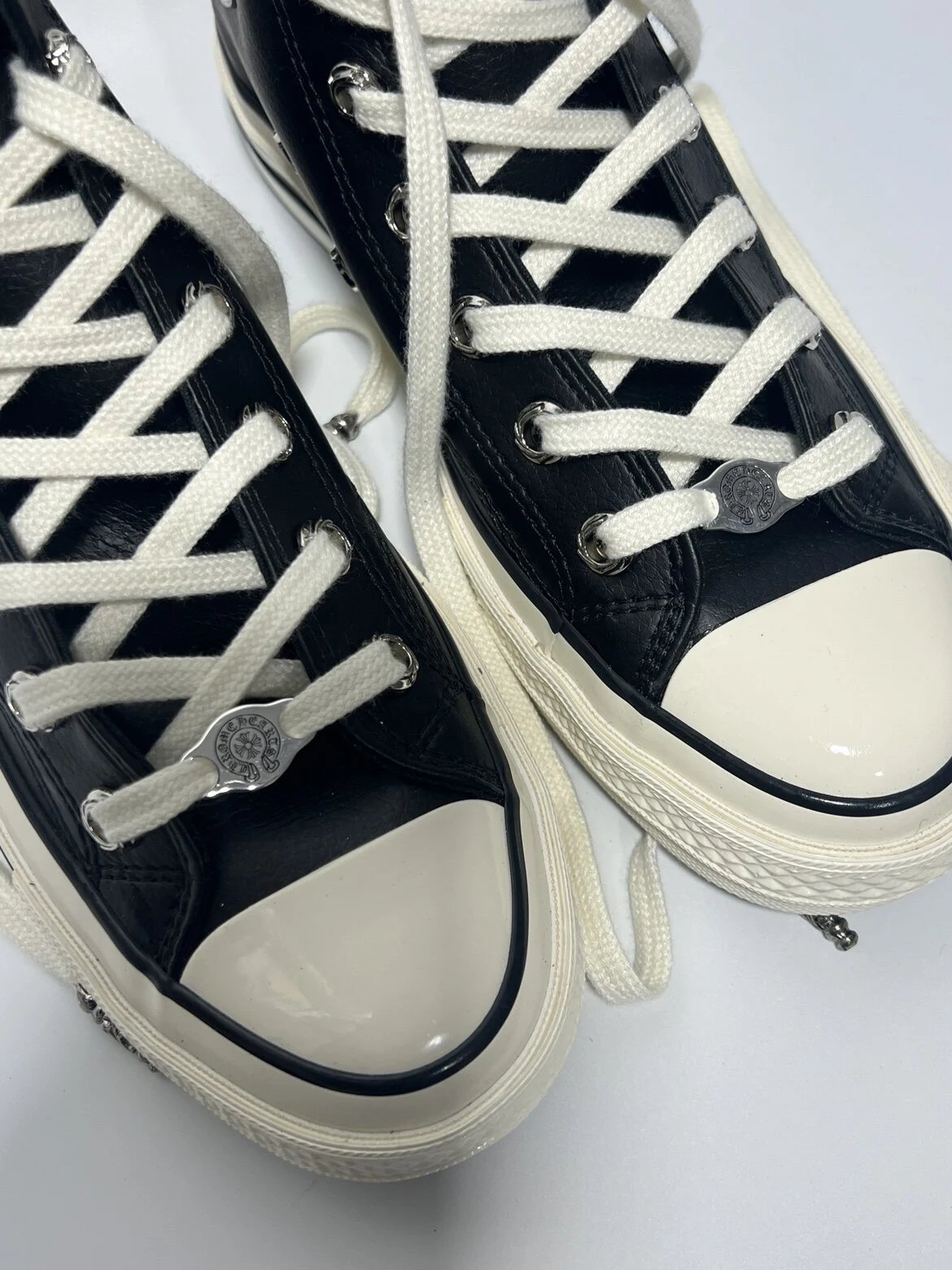 Remake Custom Cross High-Top Black Leather Shoes photo 7