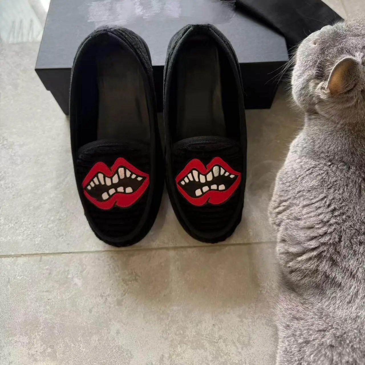 MRLEE Corduroy Loafer Slipper Red Lips