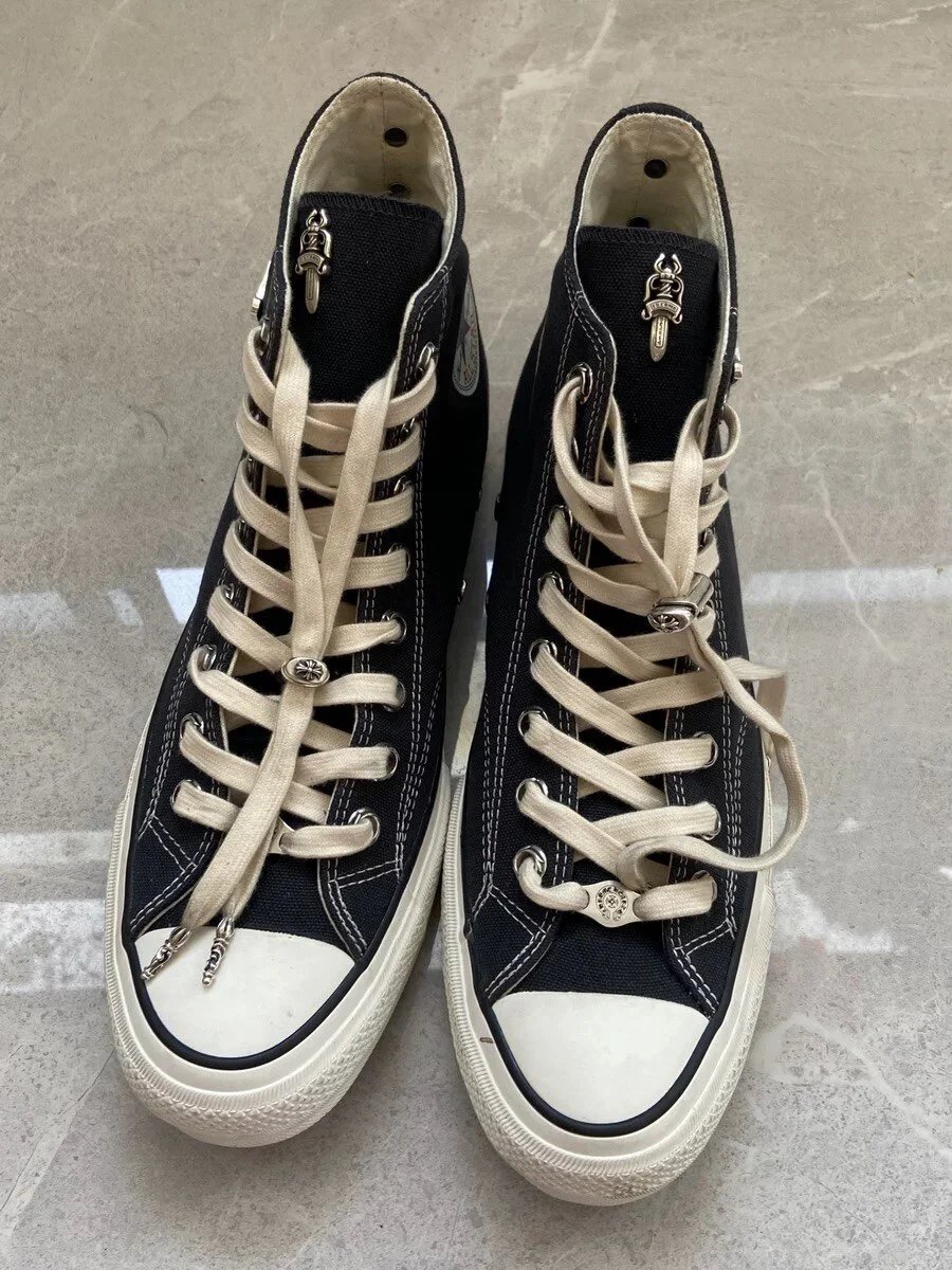 Remake Custom Cross High-Top Black Leather Shoes photo 2