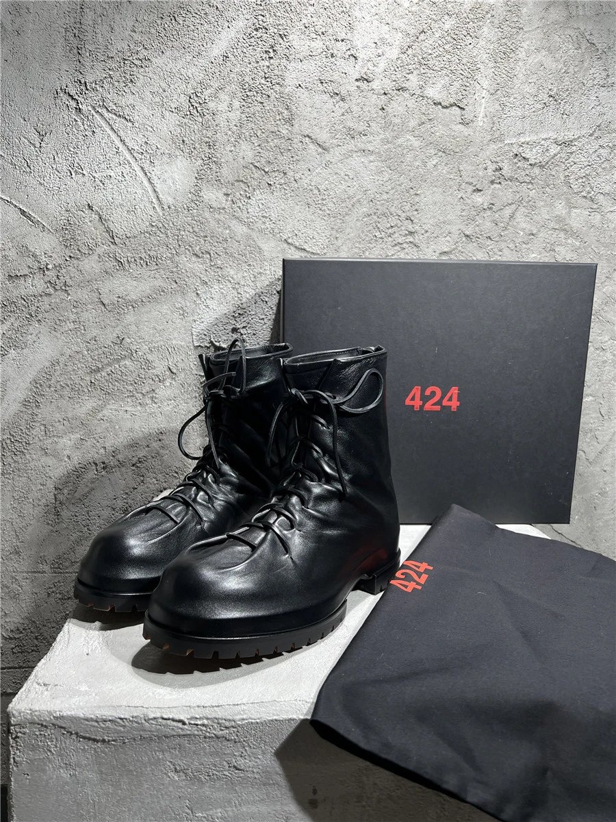 424onFairfax Dark Brown Wrinkled Leather Martens Boot