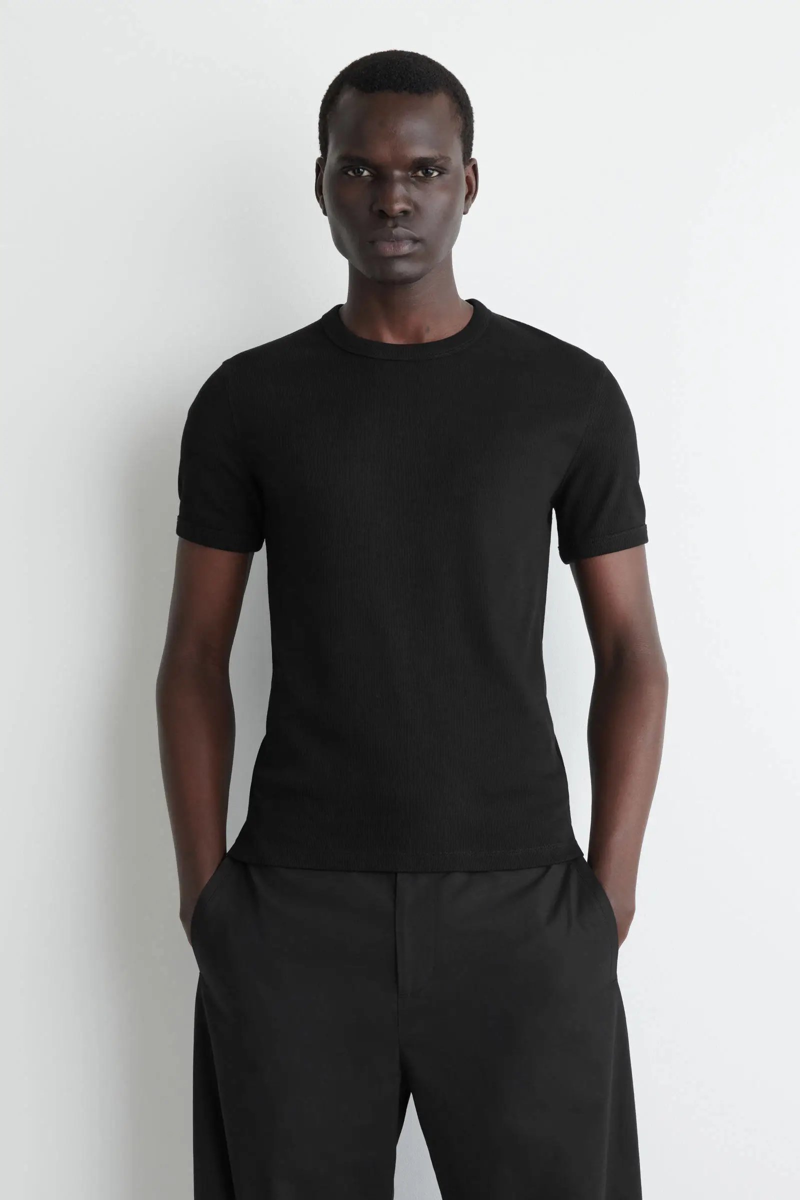 COS Slim Ribbed T-shirt Black