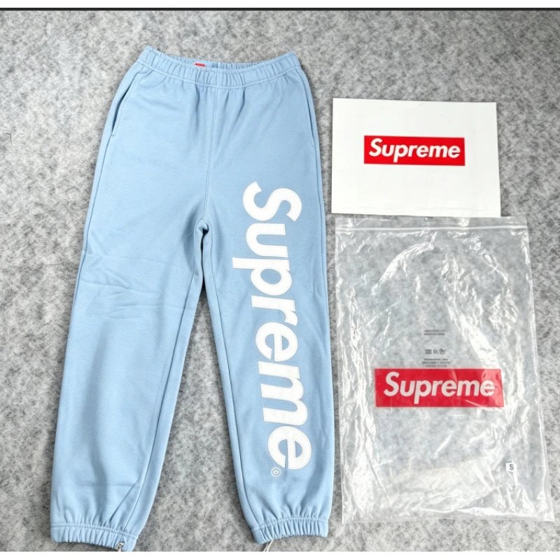 A309 # Classic Big Logo Hooded Pants in Light Blue