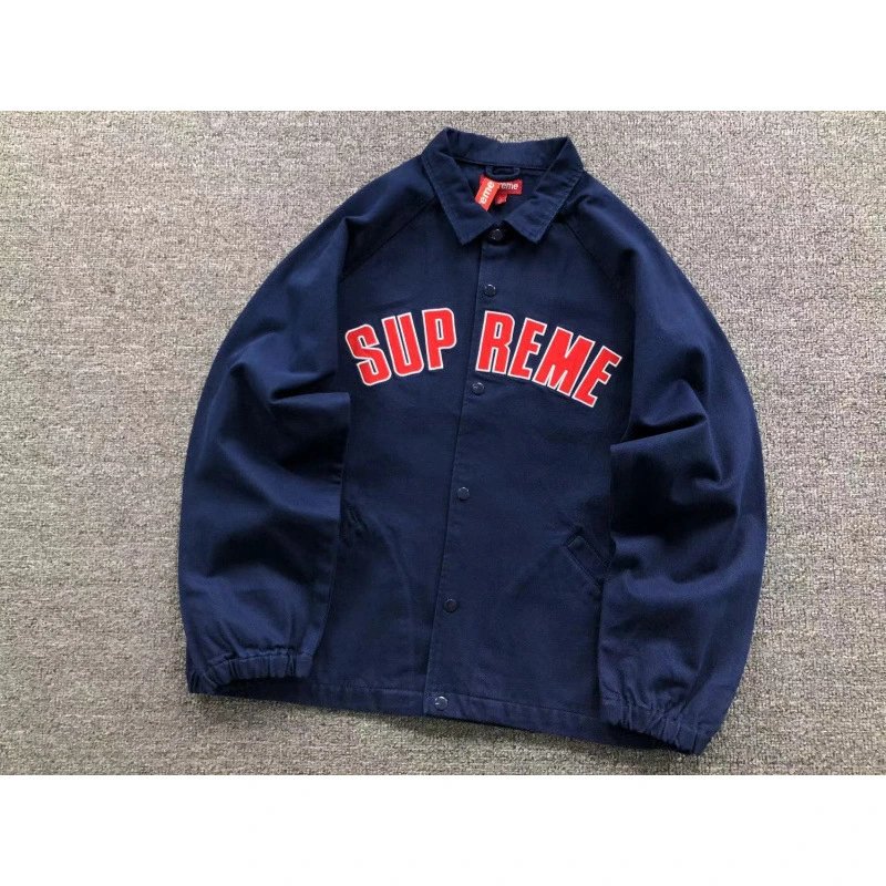 D429#Micro Logo Embroidered Letter Jacket Royal Blue