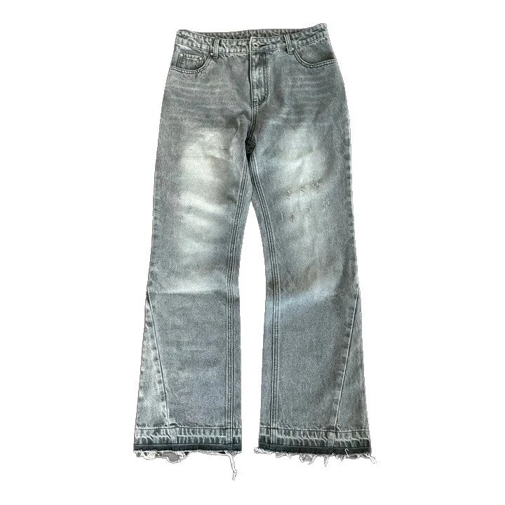 Youth version fashionable wide leg fringed loose straight leg pants