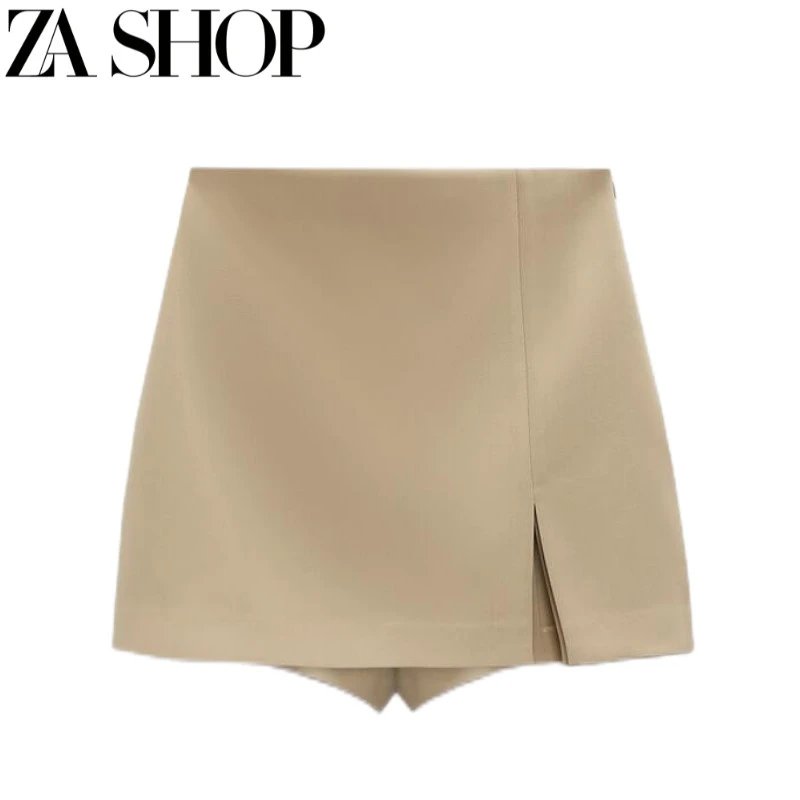 ZARA High-Waisted Black Skort with Front Slit