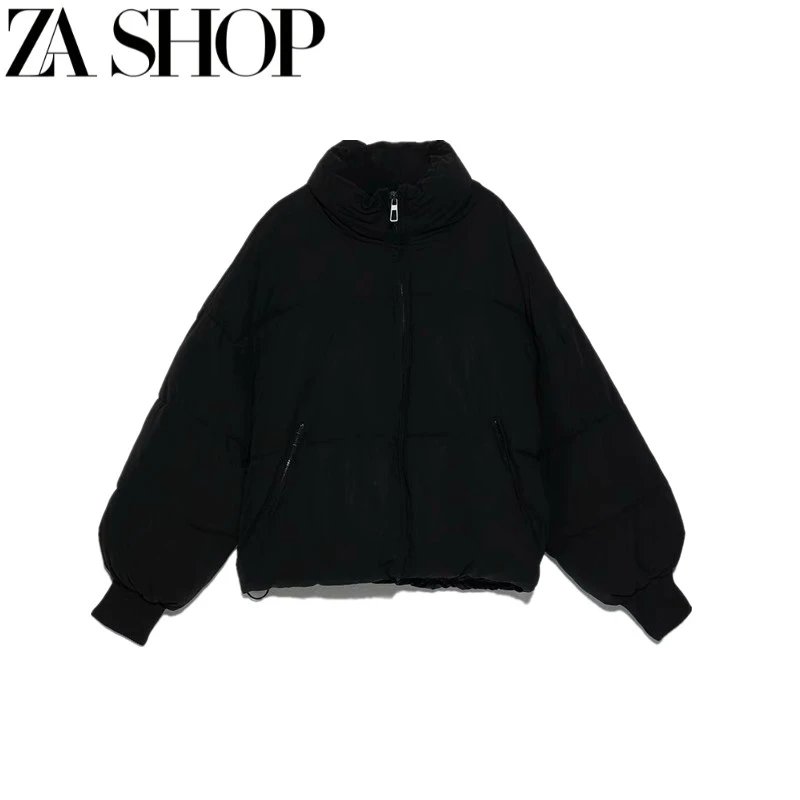 ZA Shop Beige High-Neck Puffer Jacket