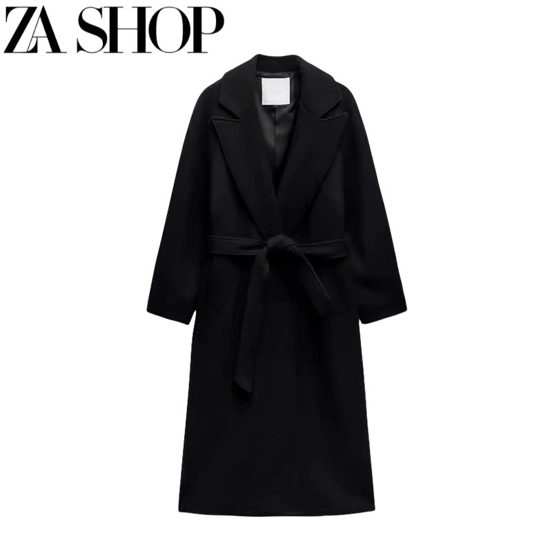 ZA Shop Camel Belted Wool Coat