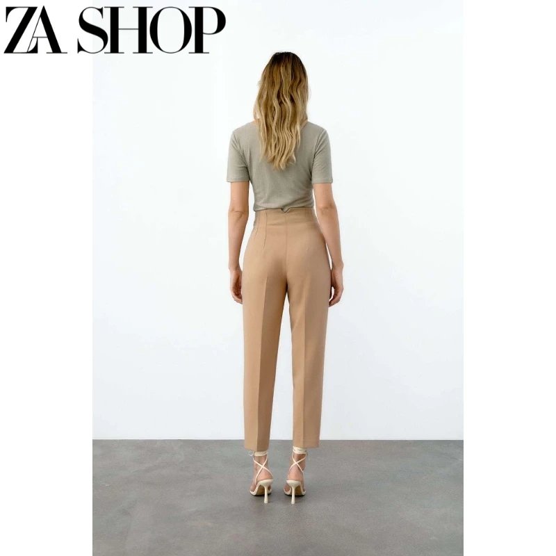 ZARA High-Waisted Pink Tailored Trousers