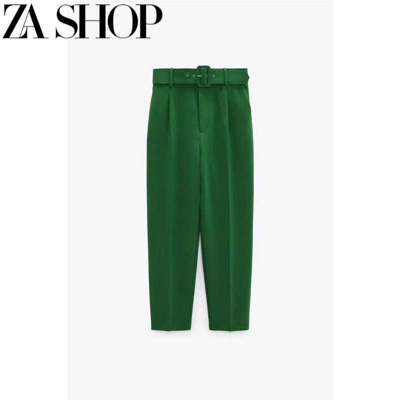 ZA Shop Green Belted Blazer & Pants Suit Set
