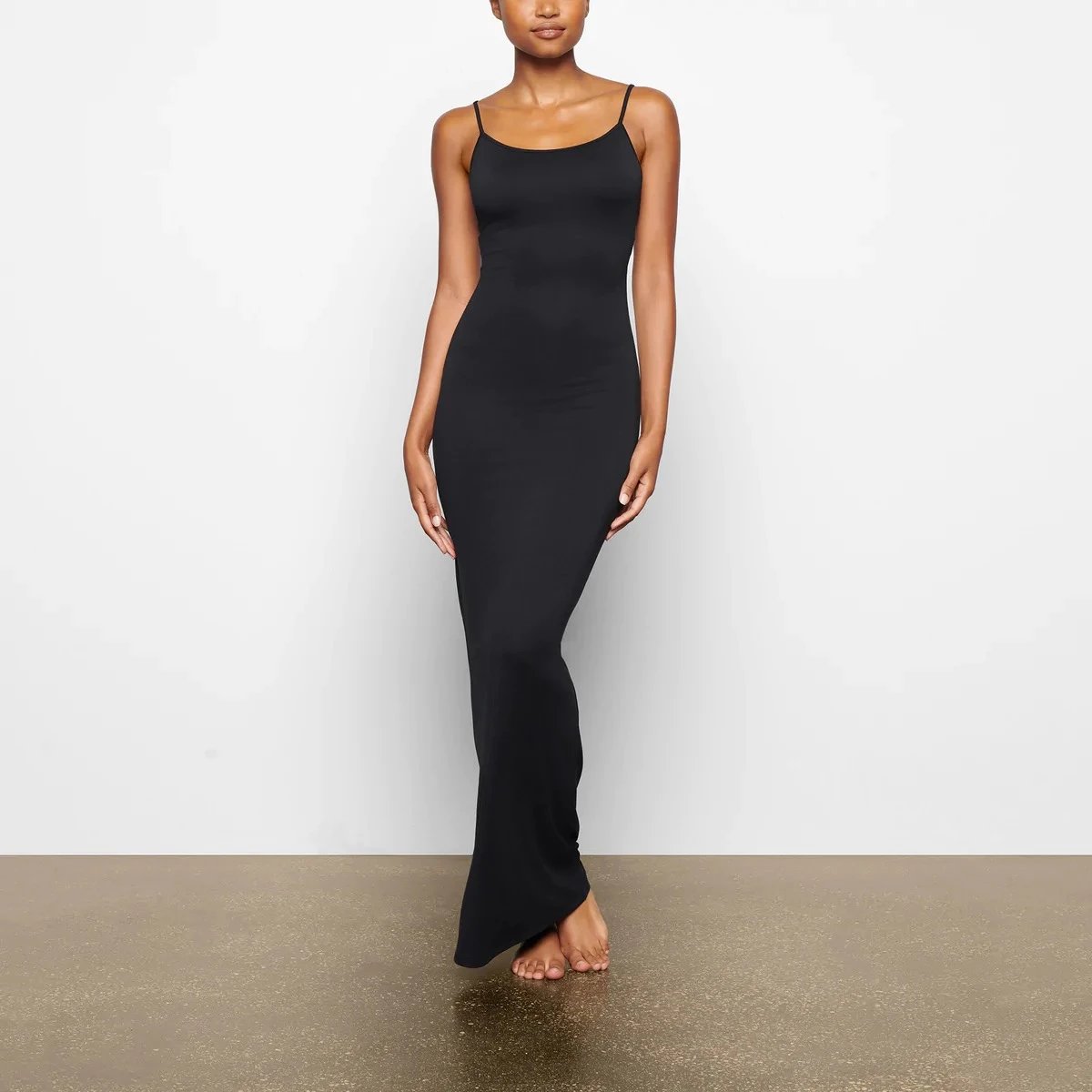 Black Open-Back Maxi Dress with Cutout Detail