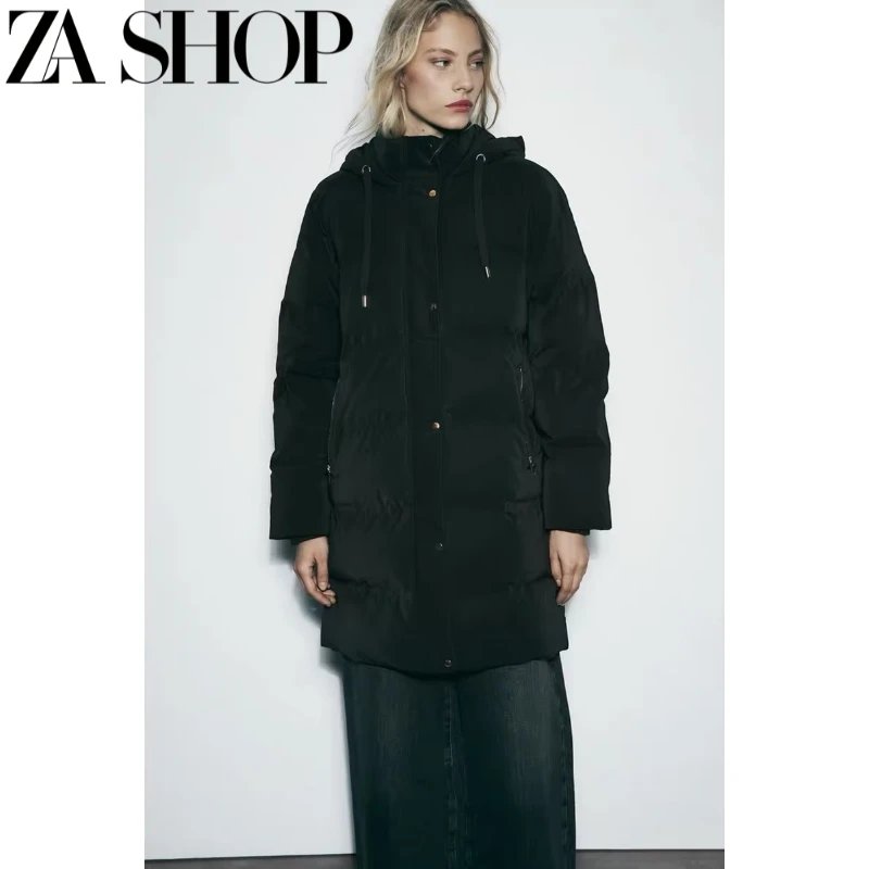 ZA Shop Dark Grey Mid-Length Puffer Coat
