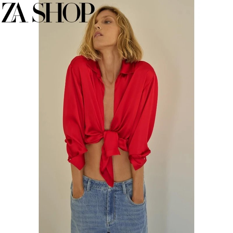 ZA Shop Red Satin Shirt