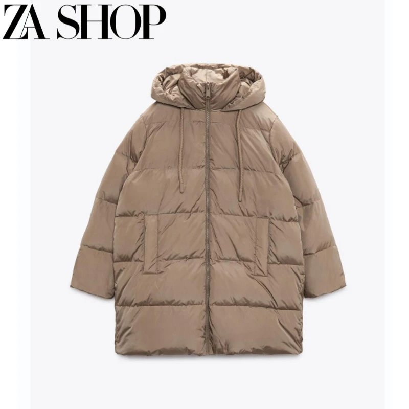 ZA White Hooded Puffer Coat