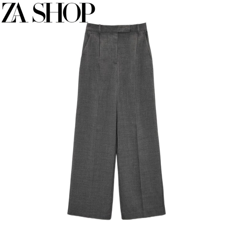 ZARA High-Waisted Black Wide-Leg Tailored Trousers