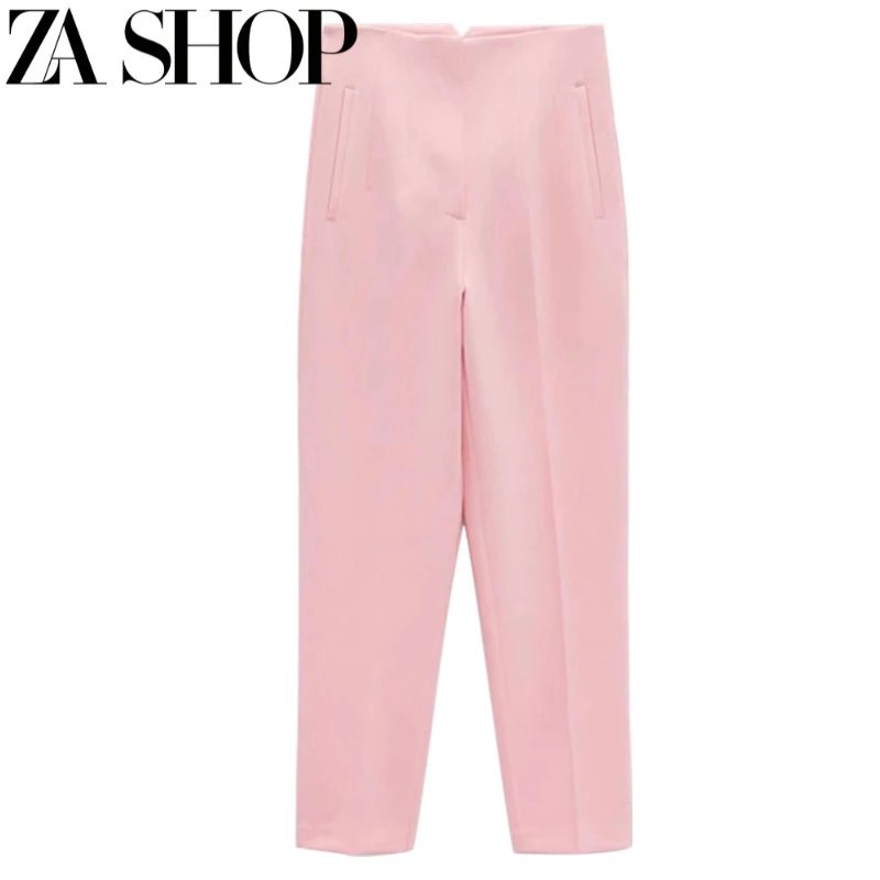 ZARA High-Waisted Pink Tailored Trousers