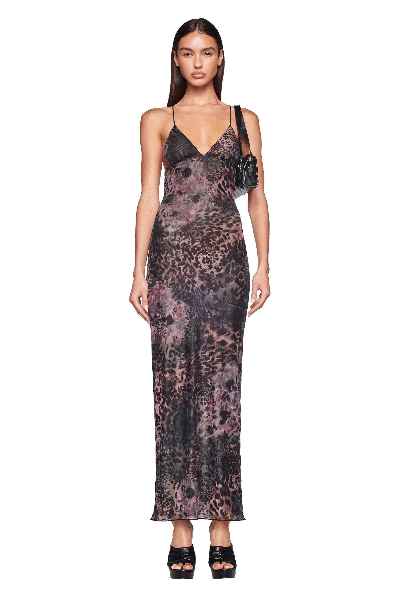 Grey Leopard Print Halter Bodycon Dress
