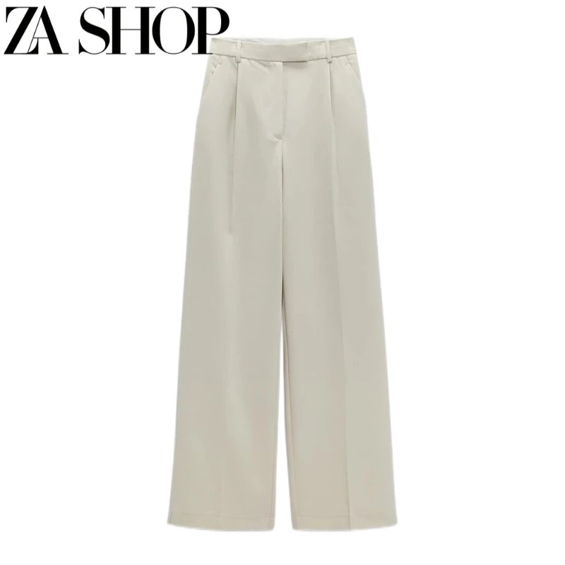 ZARA High-Waisted Black Wide-Leg Tailored Trousers
