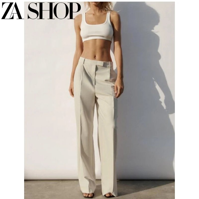 ZARA High-Waisted Black Wide-Leg Tailored Trousers
