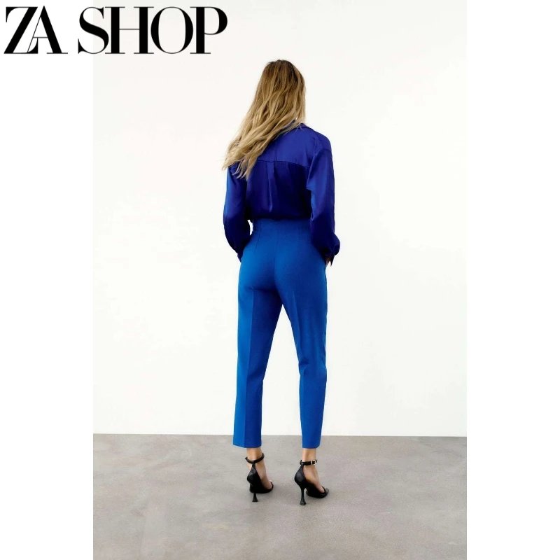 ZARA High-Waisted Pink Tailored Trousers