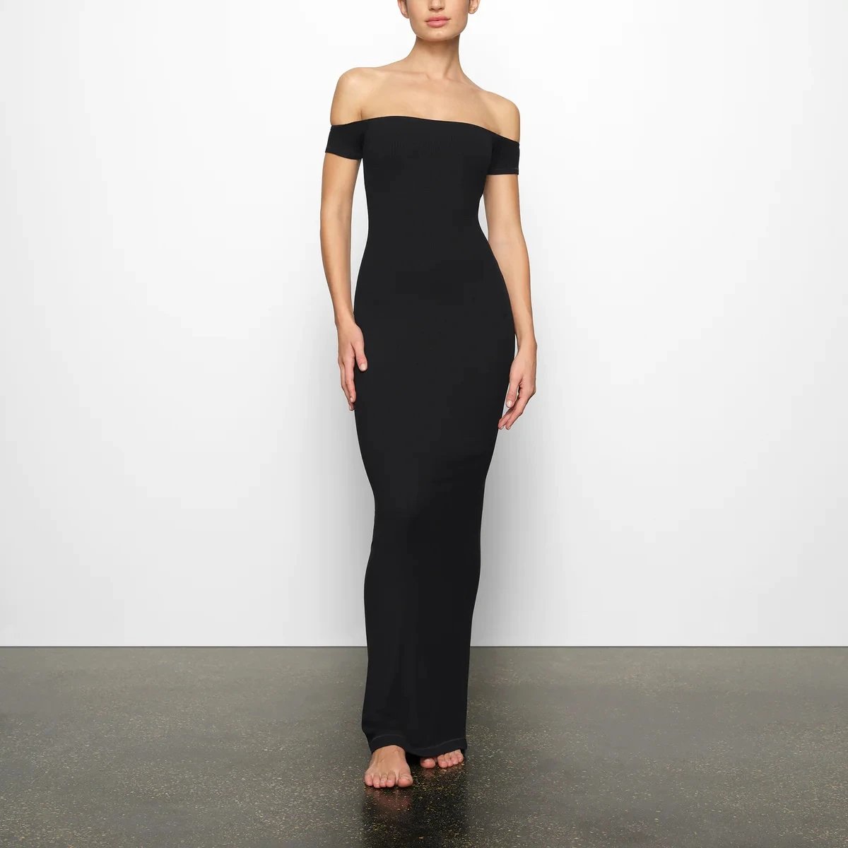 Black Off-the-Shoulder Maxi Dress