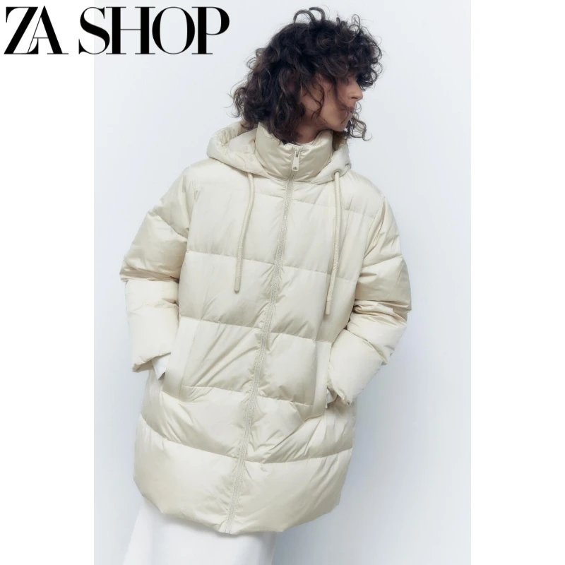 ZA Shop White Hooded Puffer Coat