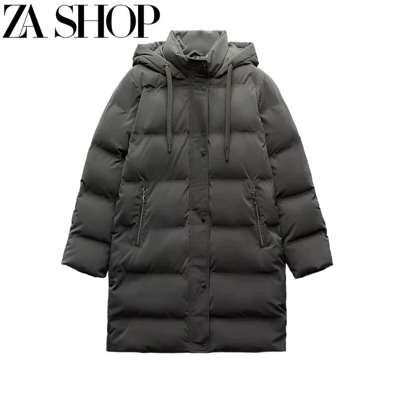 ZA Shop Dark Grey Mid-Length Puffer Coat