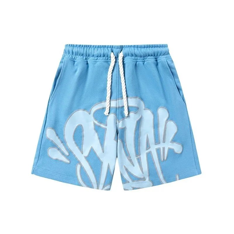 Light Blue Graffiti Print Shorts SY-05 Blue
