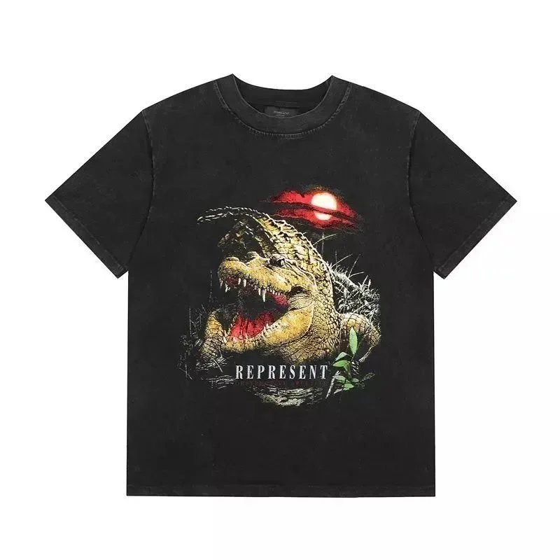 Represent Represent Crocodile Print Black T-Shirt Black